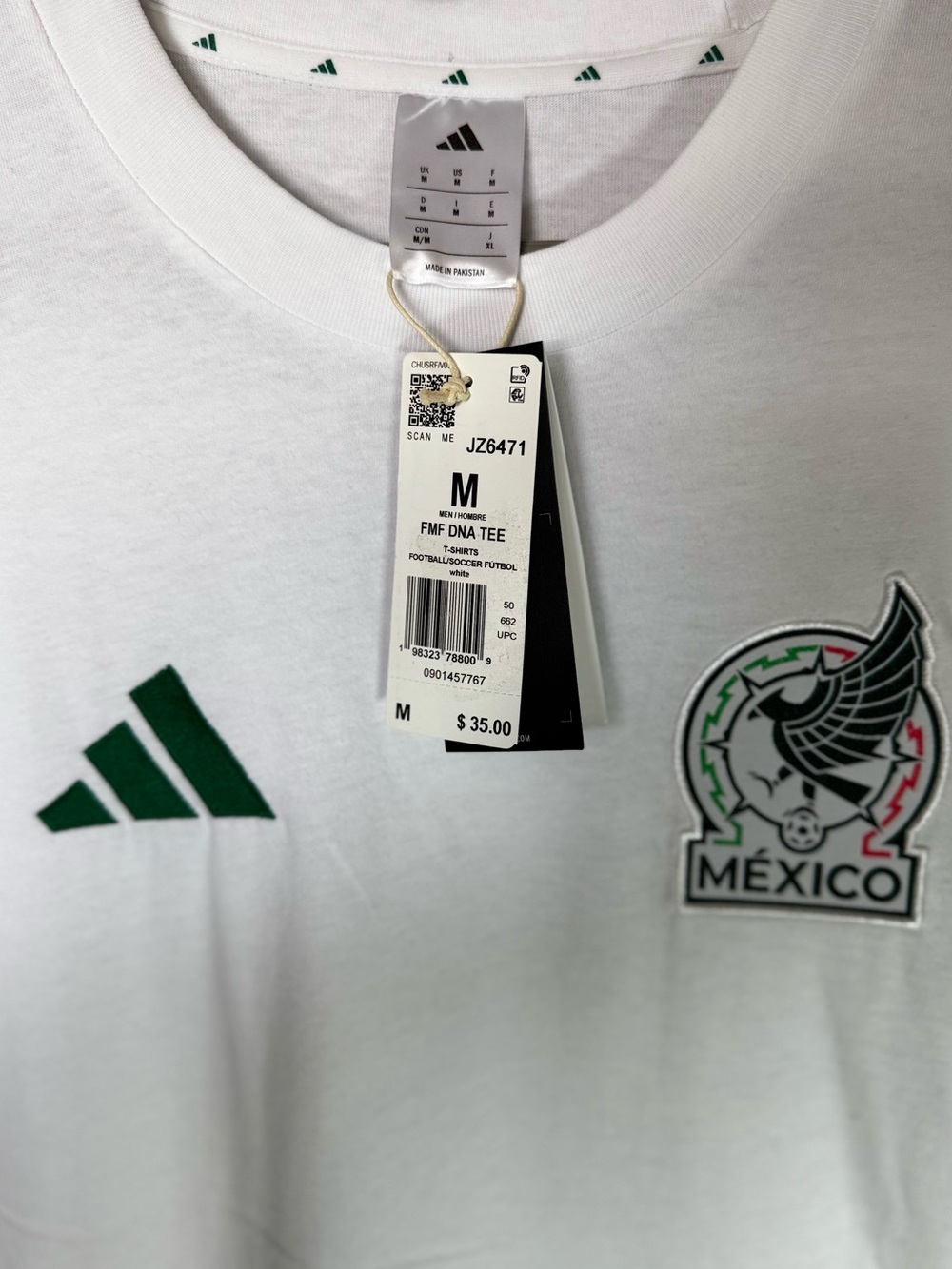 adidas White Soccer Jersey with Green Accents and Mexico Crest - Picture 2 of 5